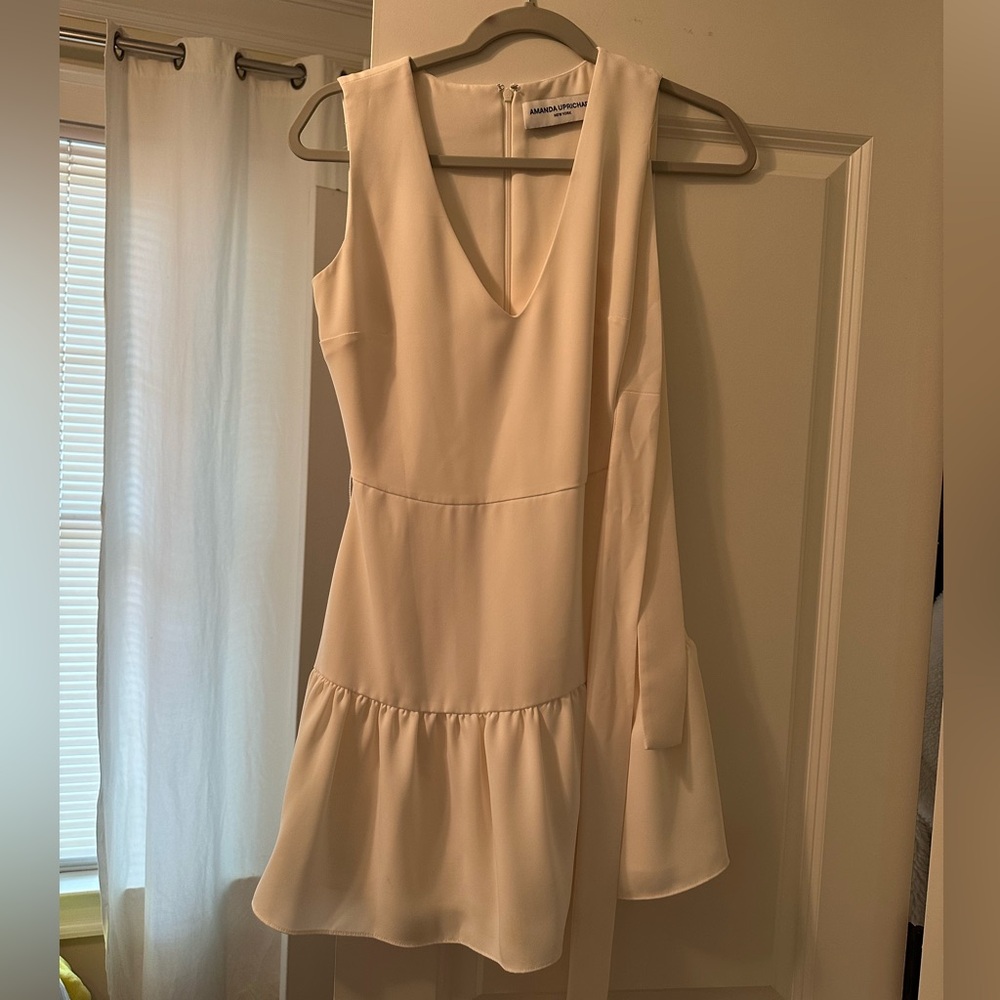 Amanda Uprichard Cream One Shoulder Dress